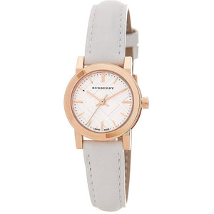 Burberry BU9209 Rose Gold Tone White Leather Women's Watch - WATCH & WATCH