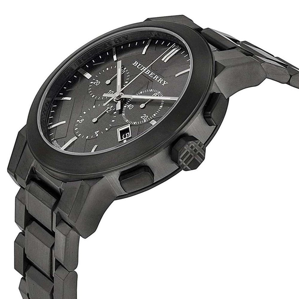 Burberry Men's BU9354 Large Check Gray Ion Plated Stainless Steel Watch - WATCH & WATCH