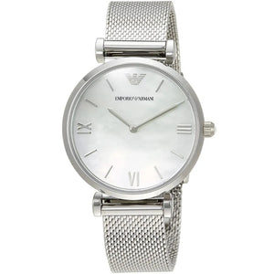 Emporio Armani AR1955 Mother Of Pearl Mesh Bracelet Ladies Watch - WATCH & WATCH