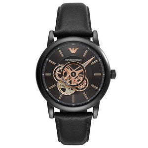 Emporio Armani AR60012 Sport Classic Luigi Black Dial Leather Band Mens Watch - WATCH & WATCH