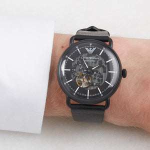 Emporio Armani AR60028 Multifunction Black Men's Leather Watch - WATCH & WATCH