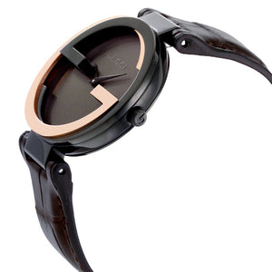 Gucci YA133304 Interlocking - G Black Dial Brown Leather Ladies Watch - WATCH & WATCH