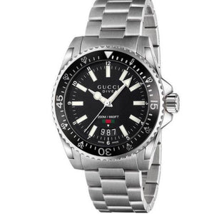 Gucci YA136301B Dive 40mm Silver Matte Black Men's Watch - WATCH & WATCH