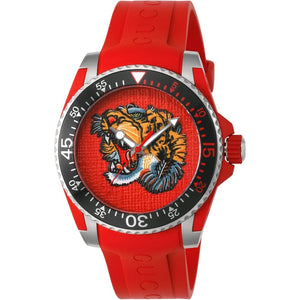 Gucci YA136315 Dive Red Tiger Head Dial Men's Watch - WATCH & WATCH