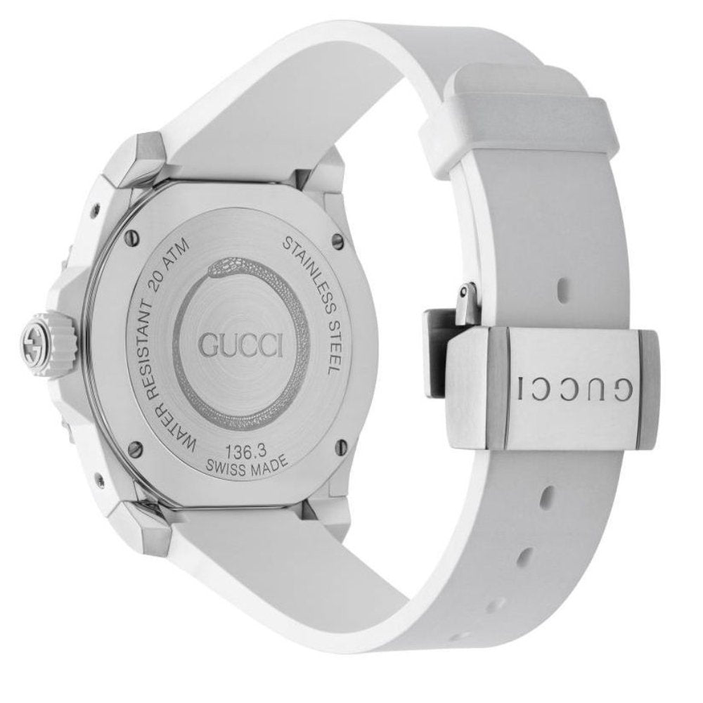 Gucci YA136330 Dive White Snake Motif Dial Men's Watch - WATCH & WATCH