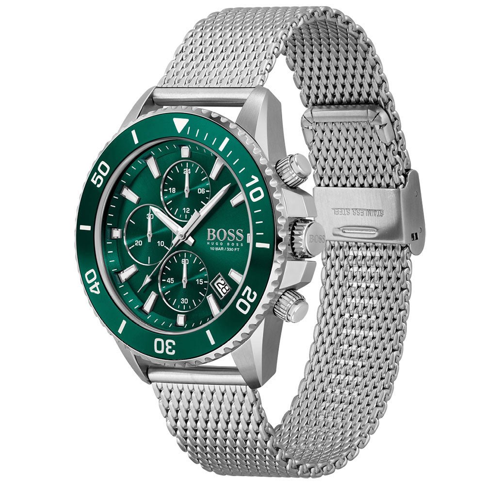 Hugo Boss 1513905 Admiral Chronograph Green Dial Men's Watch - WATCH & WATCH