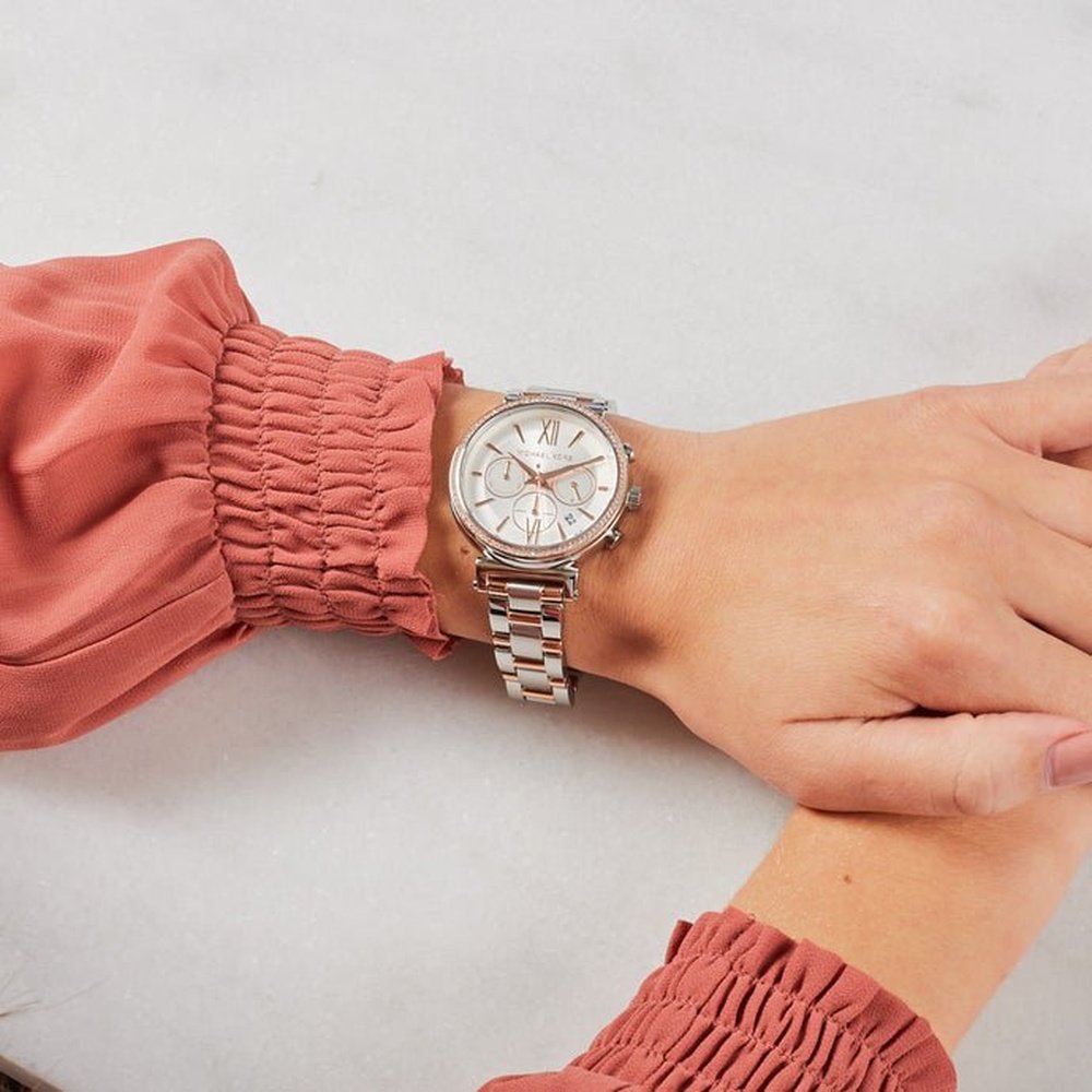Michael Kors MK6558 Sofie Chronograph Crystal Silver Dial Ladies Watch - WATCH & WATCH