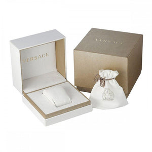 Versace VBQ050017 V - Circle 42mm Gold Tone Black Leather Strap Women's Watch - WATCH & WATCH