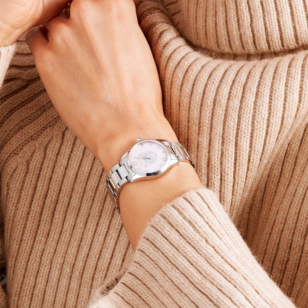 Gucci YA1265013 G-Timeless 27mm Ladies Pink Dial Watch - WATCH