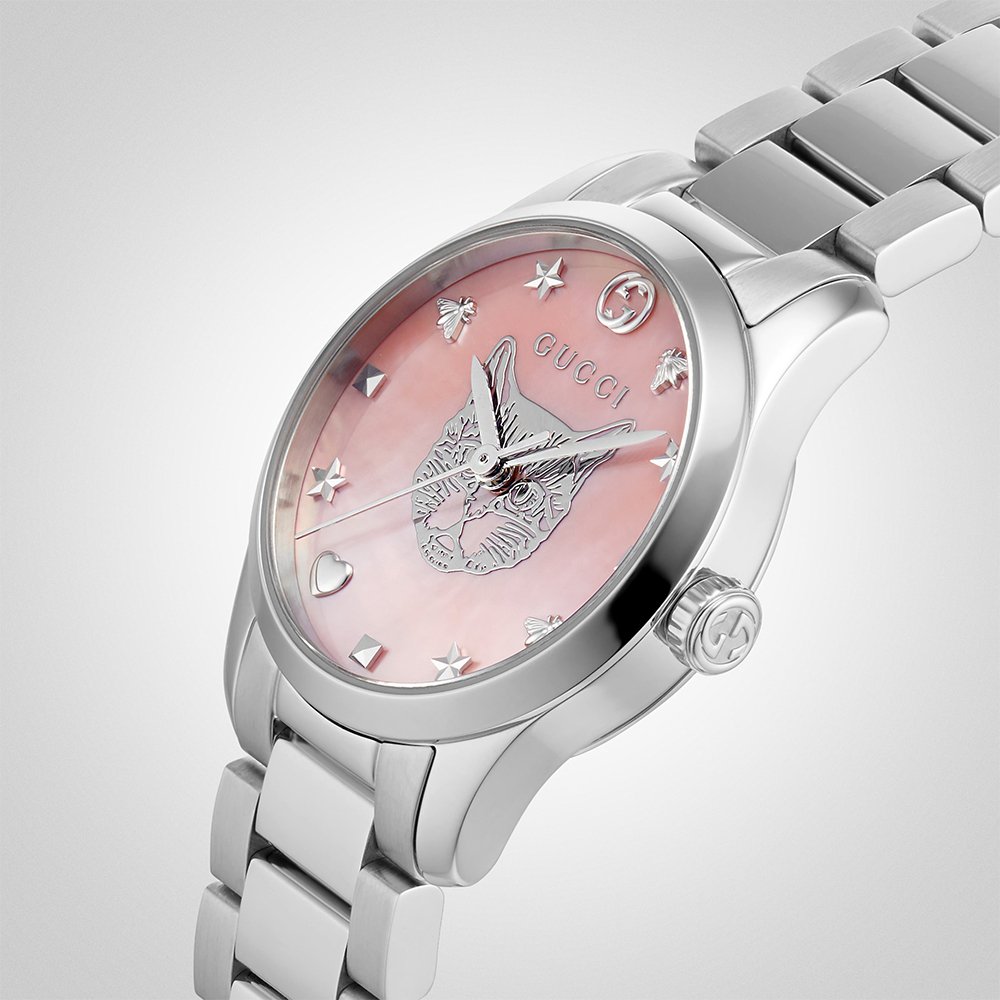 Gucci YA1265013 G-Timeless 27mm Ladies Pink Dial Watch - WATCH